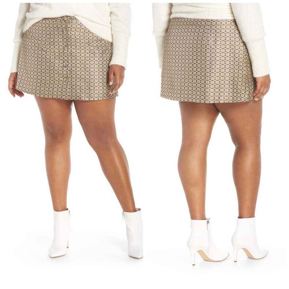 WAYF Pelham Button Front Miniskirt